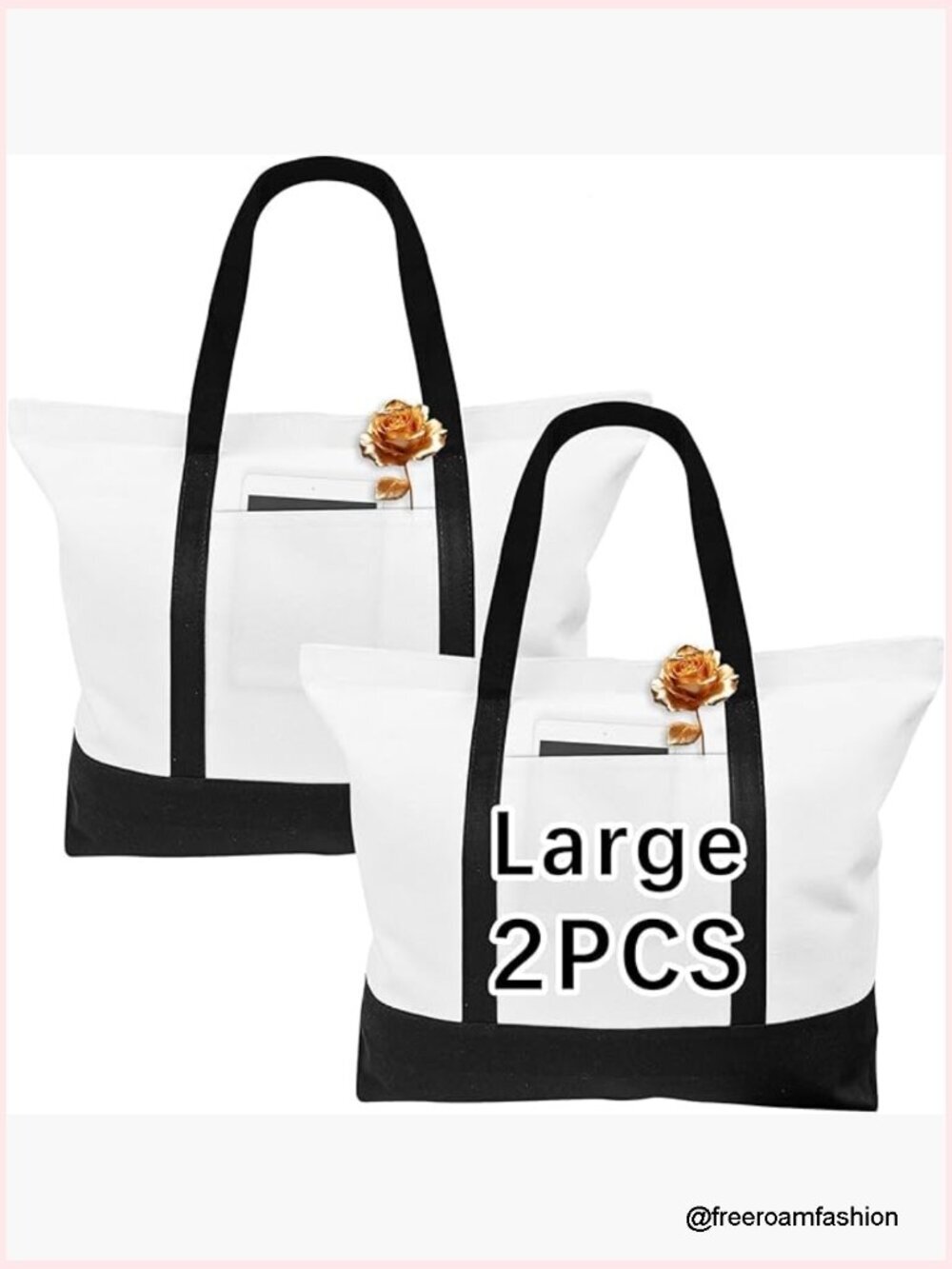 Large Canvas Tote Bag with Zipper and Side Pockets, Spacious Daily Essentials